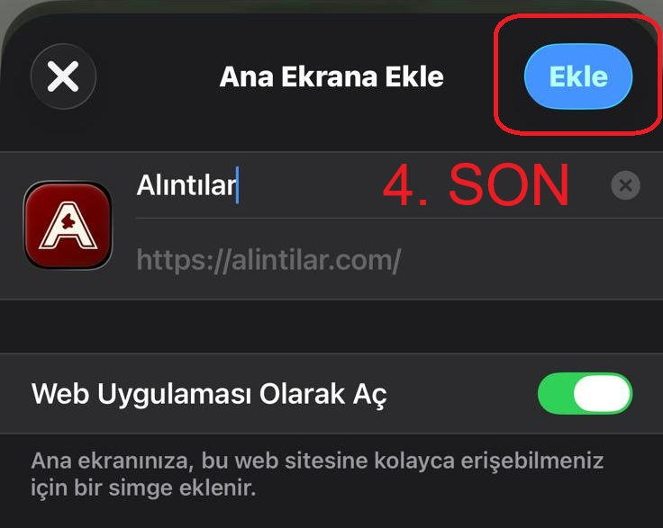 Safari Adım 3